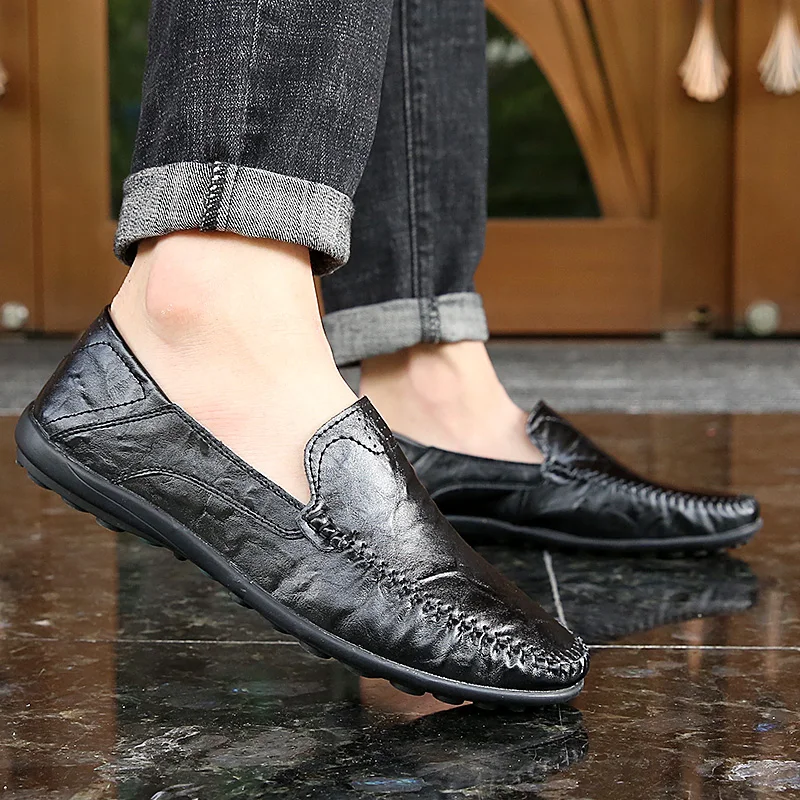 TBA мужская кожаная обувь без шнуровки Мужская Уличная прогулочная обувь мужские черные туфли из PU искусственной кожи высокого качества большие размеры 37-47