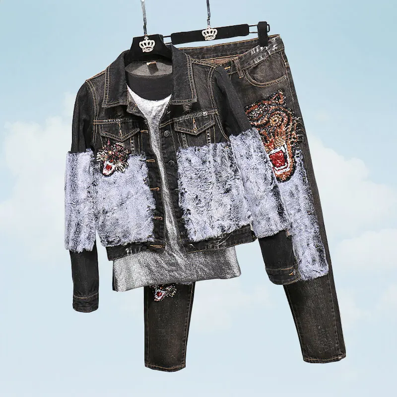 Europe Station Autumn 2 Piece Set Women Long Sleeve Printing Trousers Cartoon Sequins Rabbit Cowboy Winter Two Feminine Set S345
Europe Station Autumn 2 Piece Set Women Long Sleeve Printing Trousers Cartoon Sequins Rabbit Cowboy Winter Two Feminine Set S345