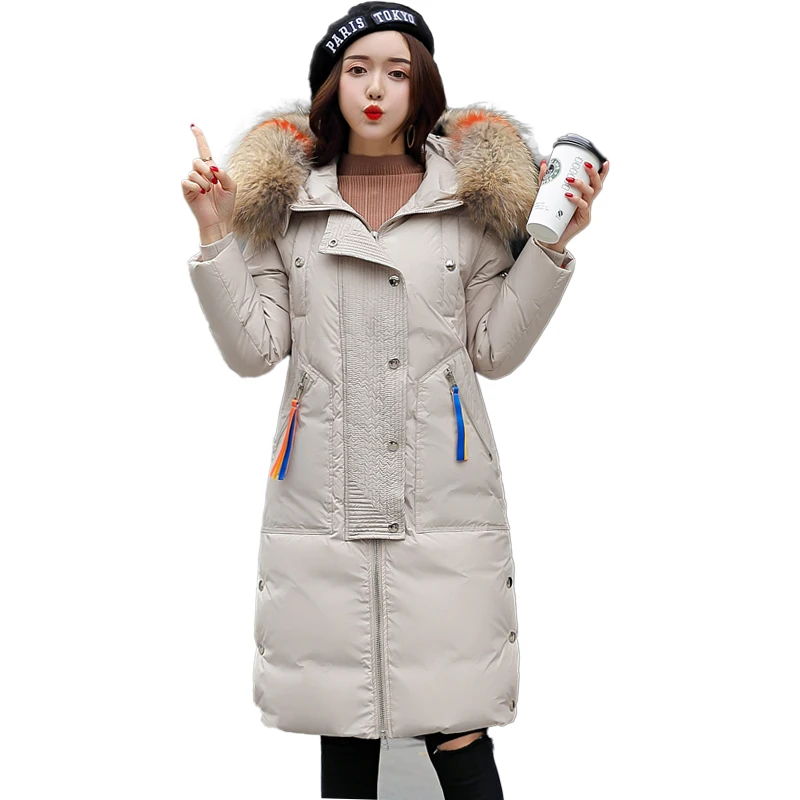 

SNOW PINNACLE Winter Thick Women Parkas coat Casual Warm -30 degree big fur hooded Long Jacket coat Windproof outwear parka