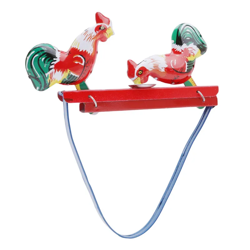 Kids Wind Up Clockwork Toys Classic Toy Red Vintage Pecking Chick Tin Wind Up Toys Action Figures Toy For Children Free Shipping
