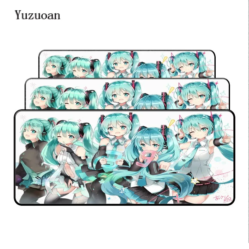 Коврик для мыши Yuzuoan anime Hatsune Miku оверлок 70x40 см игровой коврик геймер Клавиатура