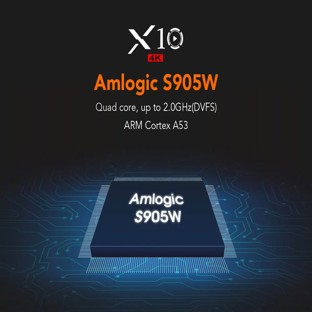 X10 Smart TV BOX Android 8.1 S905W 2GB DDR4 16GB 2.4G 5GHz Wifi Support USB3.0 BT4.0 4K 3D Netflix 