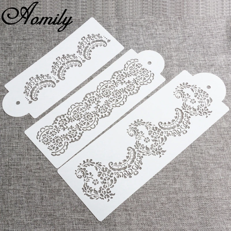 3 шт./компл. трафарет для торта Aomily Damask кружевное украшение на день рождения