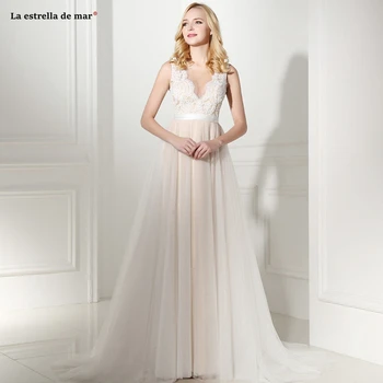 

suknie slubne new lace A Line champagne boho beach wedding dress traje de novia sexy abiti da sposa plus size robe de mariee