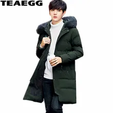 TEAEGG средней длины хлопок Для мужчин куртки Мужская куртка-парка искусственной меховой воротник Для мужчин зимняя куртка темно-зеленый зимнее пальто Для мужчин ClothingAL465