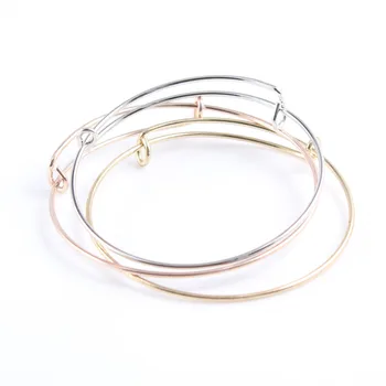 

30pcs 1.5mm Thick Expandable Bangle Simple Wire Bracelet For Beading Or Charm Silver Rose Gold Expandable Bangle Metal Bracelets