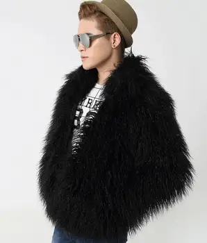 

2019 New Male Mens Faux Fur Winter Warm Thicken Coats Outerwear Overcoat Jackets