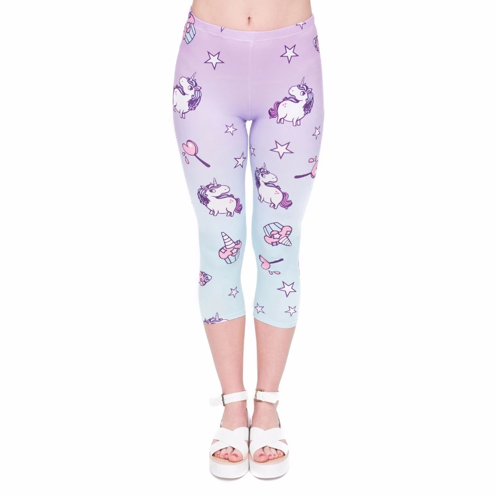 Summer Hot Sales Women Capri Leggings Unicorn Printing Sexy Mid-Calf 3/4 Fitness Movement Leggins Capri Pants Summer Hot Sales Women Capri Leggings Unicorn Printing Sexy Mid-Calf 3/4 Fitness Movement Leggins Capri Pants
