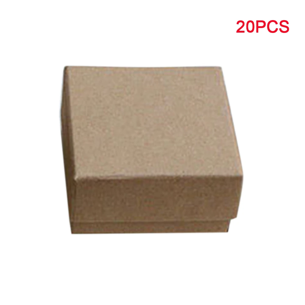 

20pcs Necklace Vintage Exquisite With Lids Small Jewelry Box Paper Ring Storage Holder Case Gifts Display Brown Package