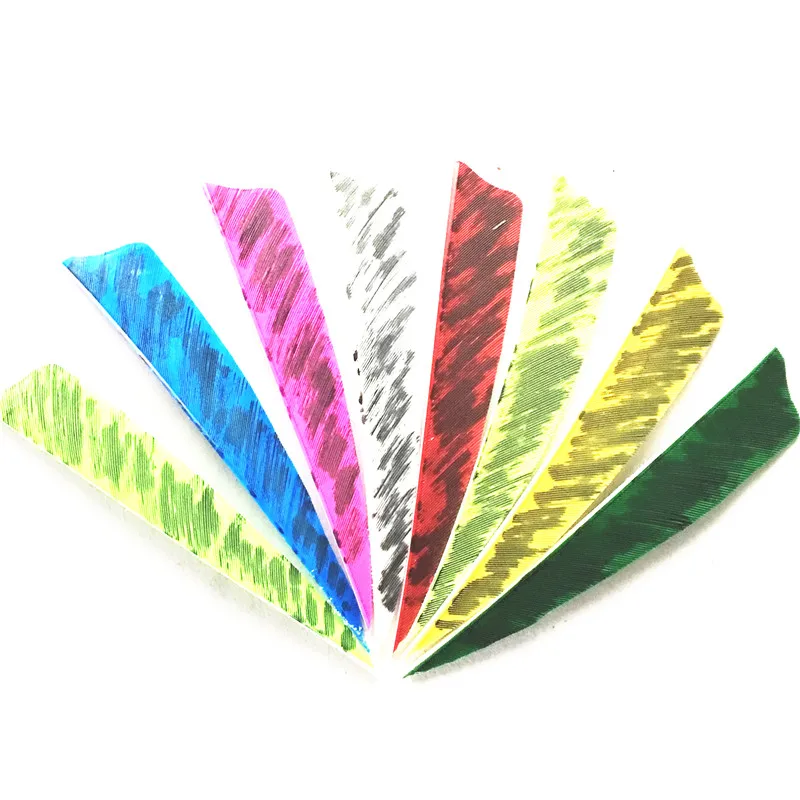 

50pcs High Quality 4 inch Shield Cut Shape 8Color Archery Hunting And Shooting Arrow Feather Fletches Vanes Handmade Camouflage