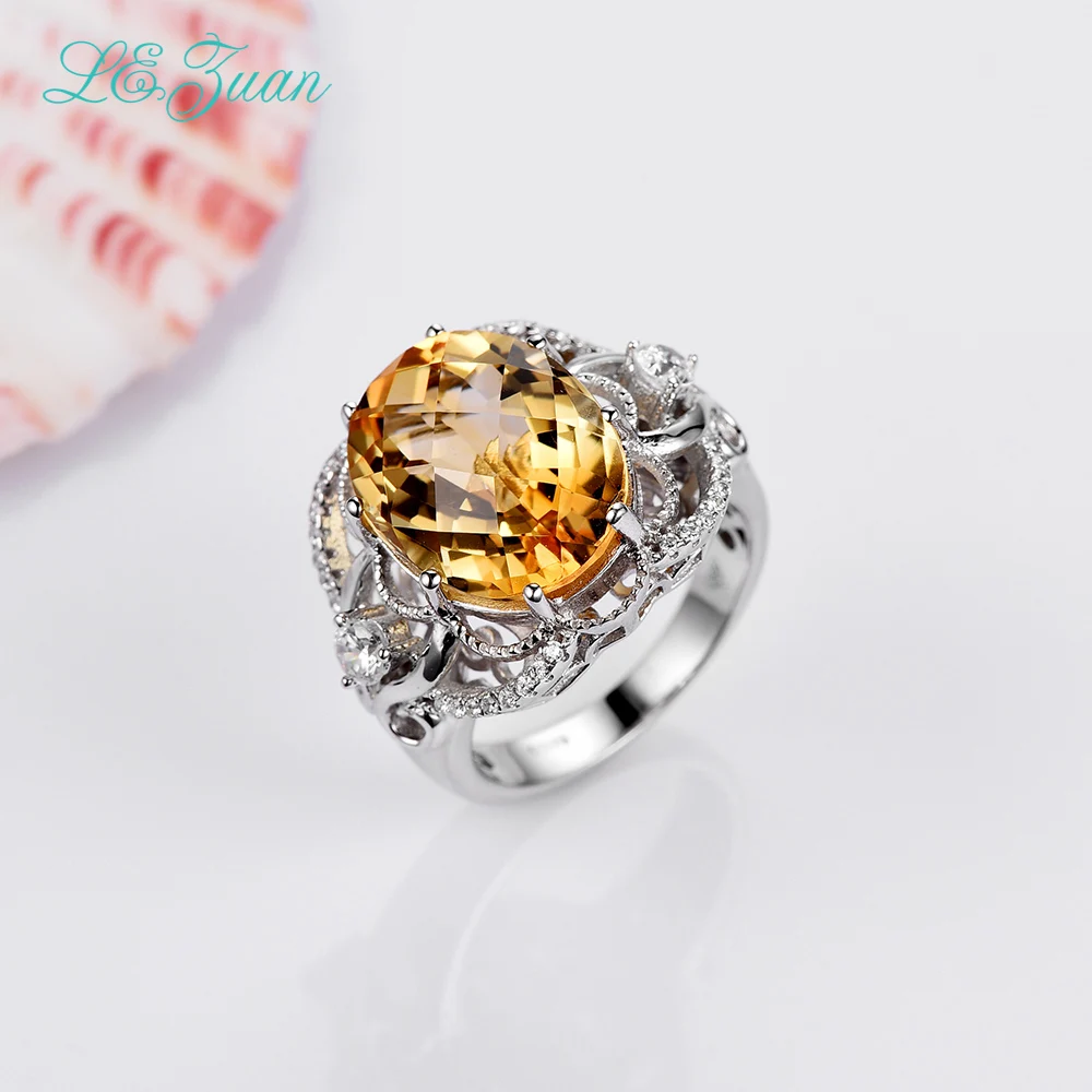 L& zuan 9.37ct натуральные кольца лимон для женщин 925 стерлинговые серебряные украшения с драгоценными камнями роскошные кольца женские свадебные украшения