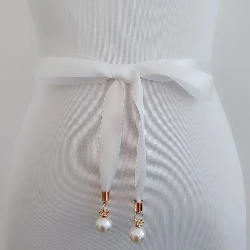 Модные жемчужные атласные пояса для Вечерние вечернее платье пояс полиэстер невесты лента для подружки невесты Свадебная лента ремни для девочек