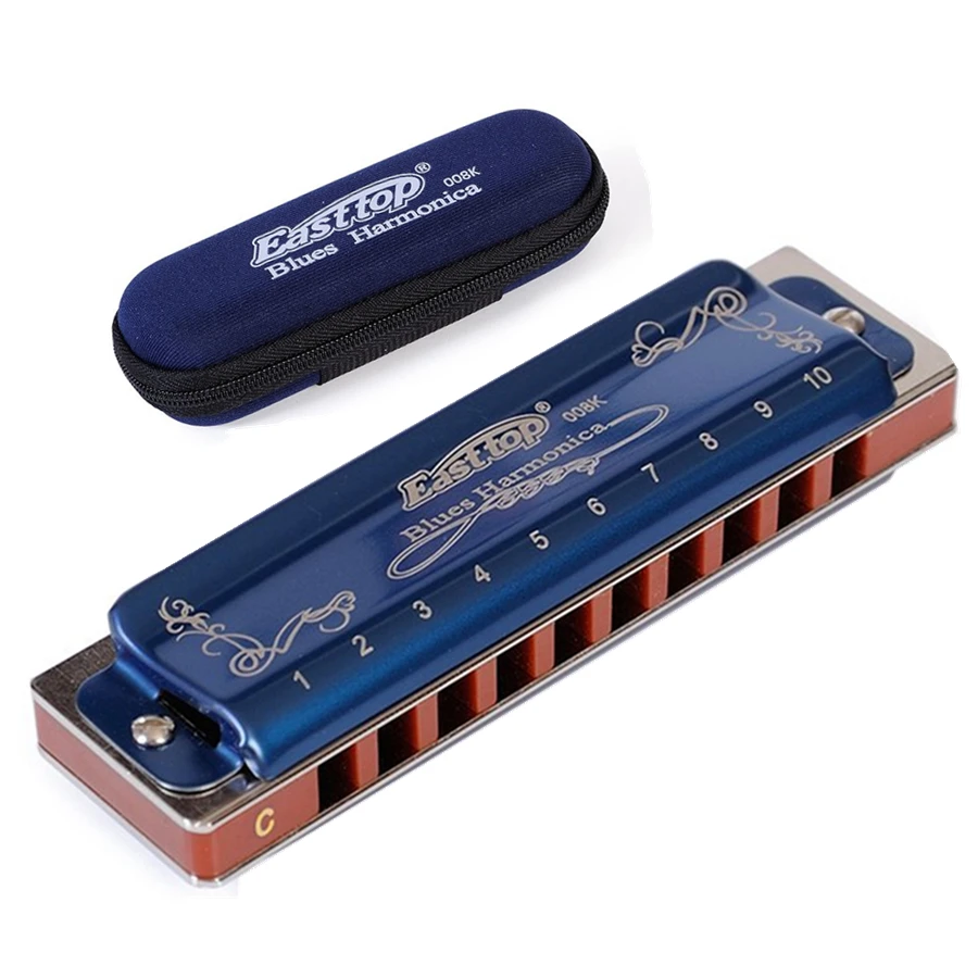 Easttop Harmonica Diatonic 10 Holes Blues Harp 2 Color 12 Keys Paddy Mouth Ogan woodwind Musical Instrument Melodica gaita