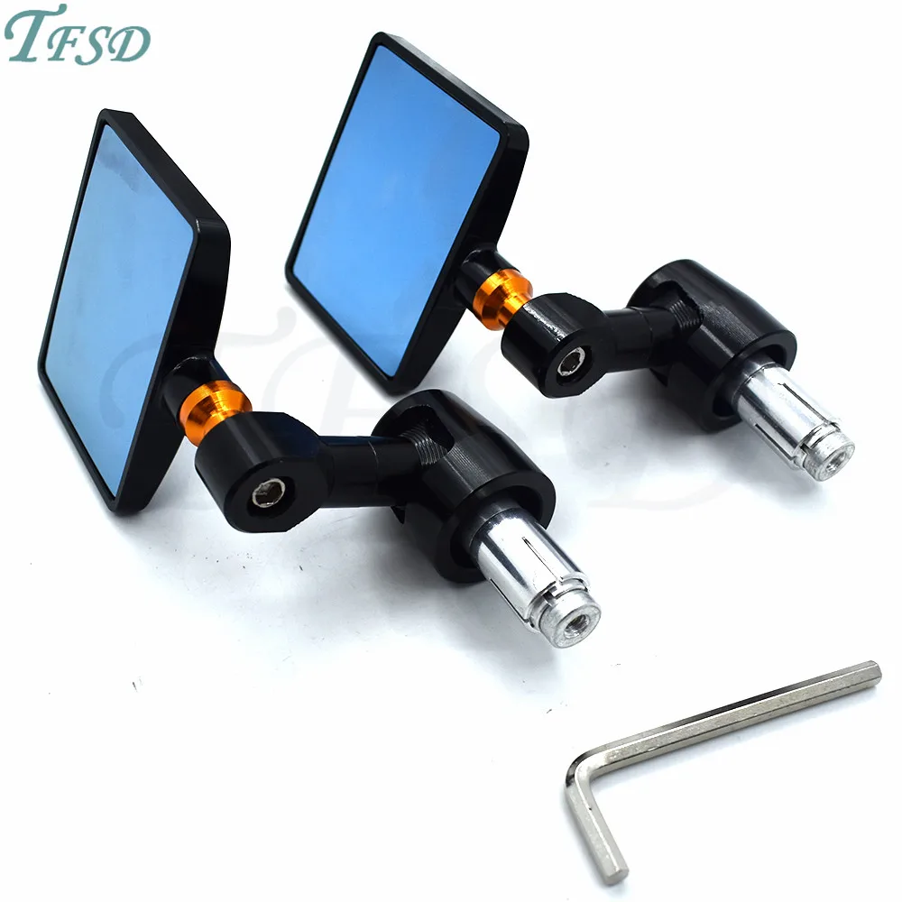 

7/8"22mm Universal square Motorcycle Bar End Rearview Mirrors Rear View Handle Side Mirrors CNC Aluminum For Ducati Suzuki