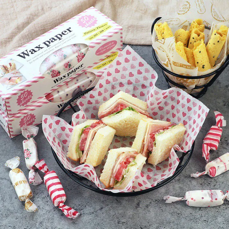 50Pcs/Lot Wax Paper Food Grade Grease Wrappers Wrapping For Bread Sandwich Burger Fries Oilpaper Baking Tools|Принадлежности для