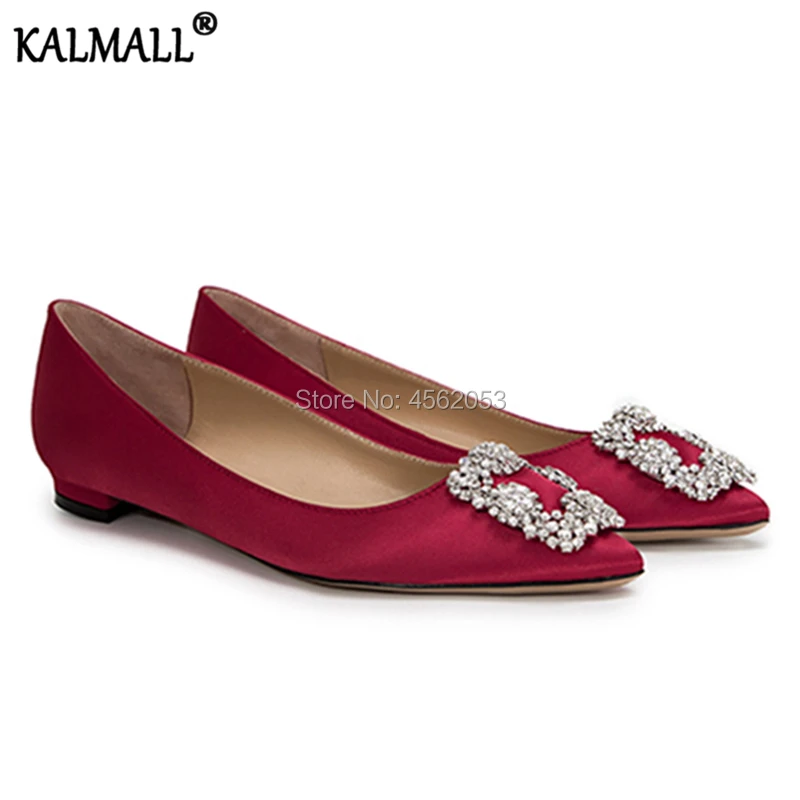Женские Сатиновые балетки KALMALL без застежек с острым носком повседневные туфли