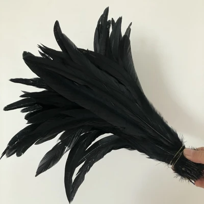 black Cking Заводская цена продажи 100 шт Оранжевый Цвет Окрашенные Перья из петушиного хвоста перо 14-16 дюймов Петух coque Хвосты Шлейфы для шляп jewelrys - Цвет: black