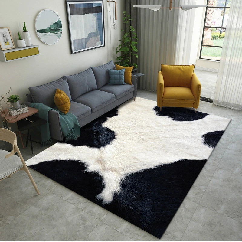 

3D Black White Skin Printed Carpet Super Flannel Point Plastic Anti-slip Area Rug Floormat Decor Bedroom Living Room Carpet