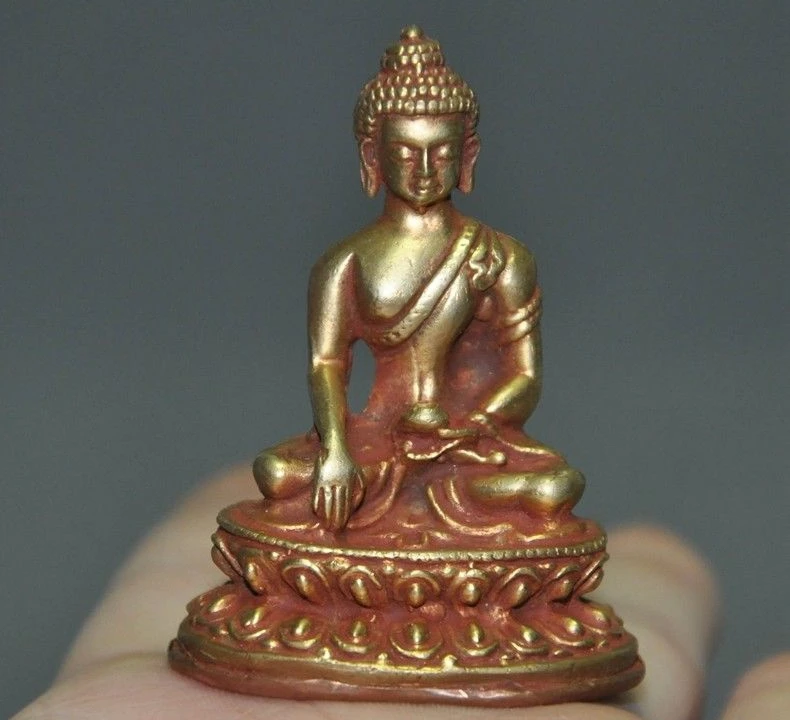 Tibet Buddhism bronze 24k gold Gilt Medicine Buddha Sakyamuni Shakyamuni statue | Дом и сад