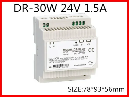 

DR-30-24 Din Rail Switching power supply 30W 24VDC 1.5A Output