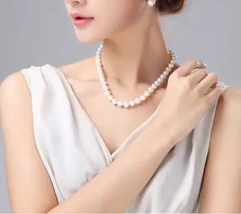 

Eternal wedding Women Gift word necklace 925 real natural big Huge18"11mm natural south sea genuine white