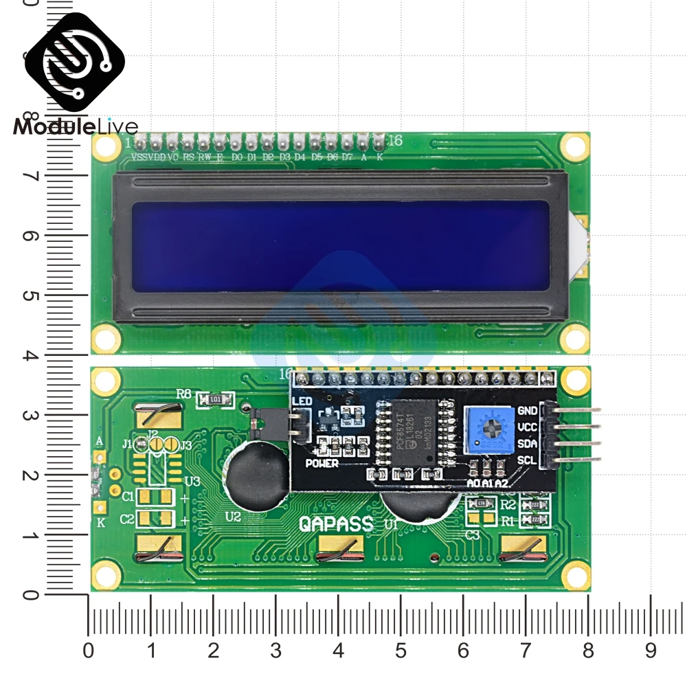 Модуль ЖК дисплея IIC/I2C 1602 дисплей с голубой и Желтой подсветкой 5 В для Arduino UNO R3