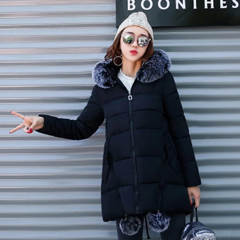 2017 зимняя куртка Для женщин модное пальто меховой воротник хлопка ватник с