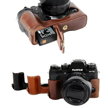 

New Pu Leather Camera Case Half Bag For FujiFilm XT2 XT3 FUJI X-T2 X-T3 Camera Video Half Bag Professional bottom cover