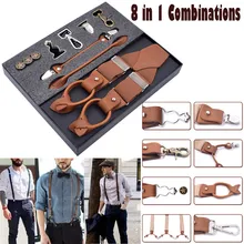 Многофункциональные модные подтяжки кожаные зажимы подтяжек винтажные повседневные подтяжки аксессуары для одежды 40MY28