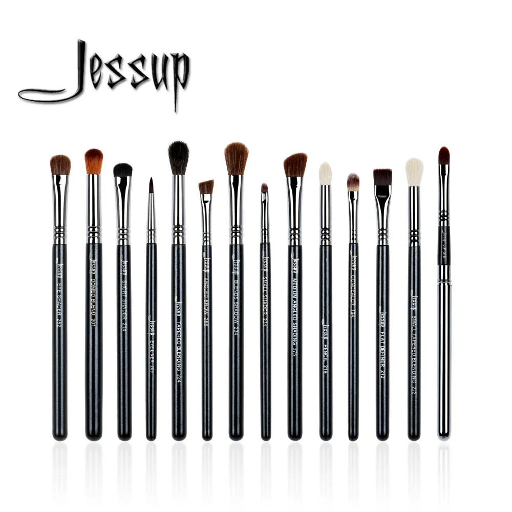 Jessup 14pcs Black/Silver High Quality Pro Makeup Brushes Set Beauty