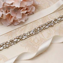 MissRDress опал свадебные ленты ручной работы кристалл свадебный пояс золотые Стразы Свадебная лента для свадьбы аксессуары JK920