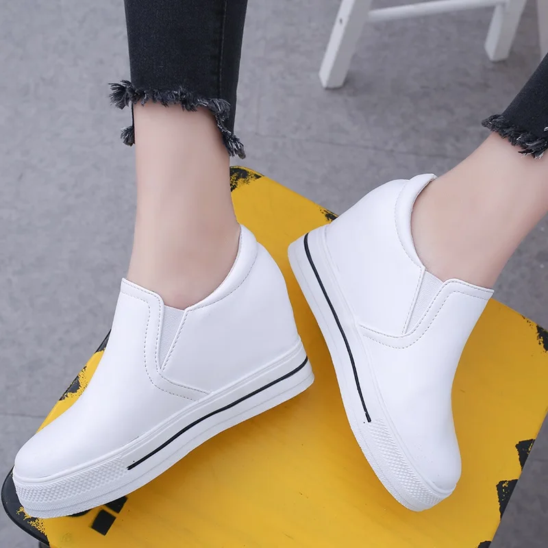

White Women Sneakers Fashion Women Height Increasing Wedges Sneakers Woman Platform Shoes Breathable Woman Casual Shoes