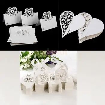 

Set of 150pcs Heart Glass Place Cards+Name Cards+Candy Box Wedding Party Favor