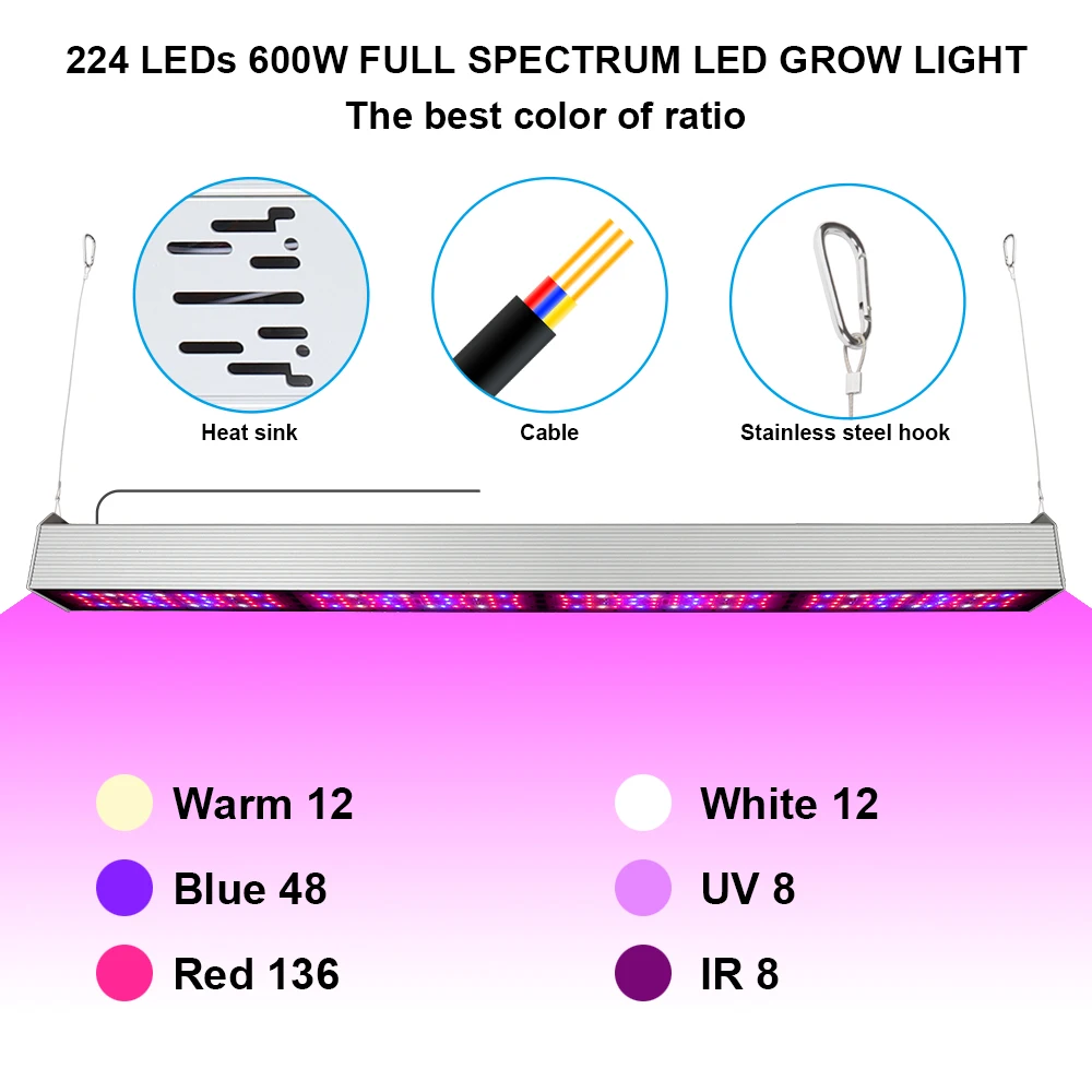 LVJING 150 W 300 W 450 W 600 W 750 W полный спектр светодиодный светать Водонепроницаемый IP65 Фито лампы для растений цветник теплица гидропоники