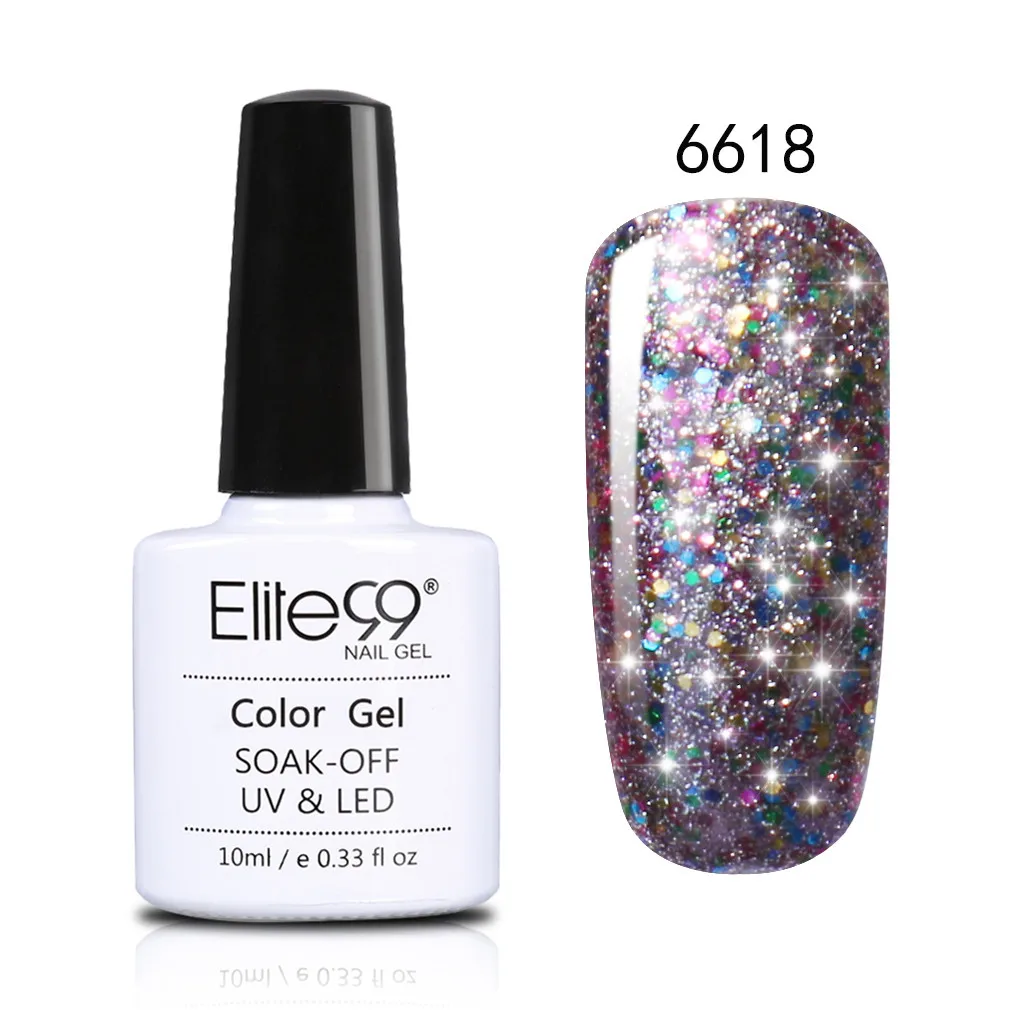 Elite99 Soak Off Starry Gel 3D Effect UV LED Glitter Nail Polish Manicure Bling Gel Varnish Polish for Nail Design