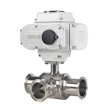 DN25 1 inch Food Grade Sanitary Electric Actuated Ball Valve Motorized Valve Motor operated 3 Ways Hygienic Ball Valve