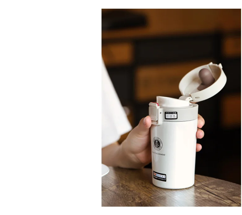 Cute Thermose Cup Thermal Bottle for coffee Vacuum Flasks Cafe Thermose one hand touch stainless steel (16)