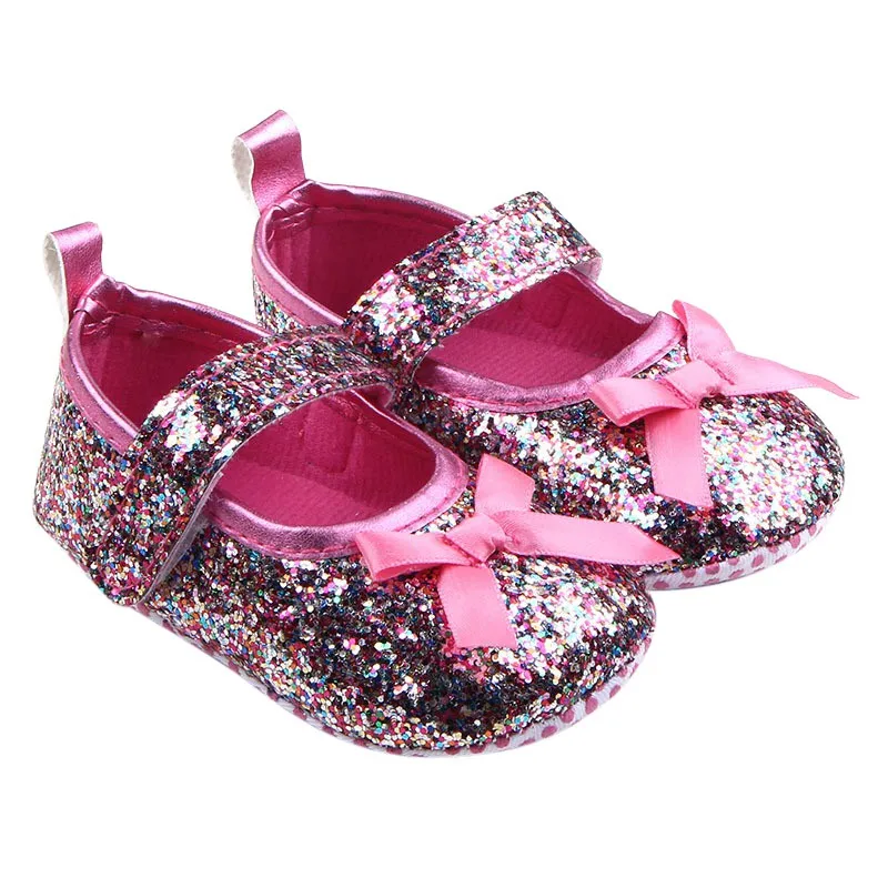Детская обувь для малышей из искусственной кожи различные милые туфли принцессы с блестками на мягкой подошве с кисточками