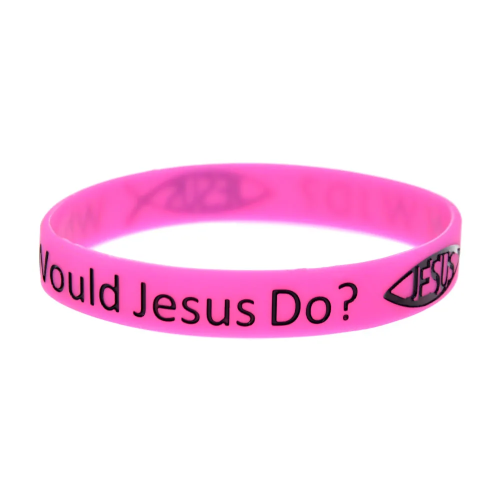 OBH 50 шт. напечатанный What Will Jesus Do WWJD силиконовый резиновый браслет