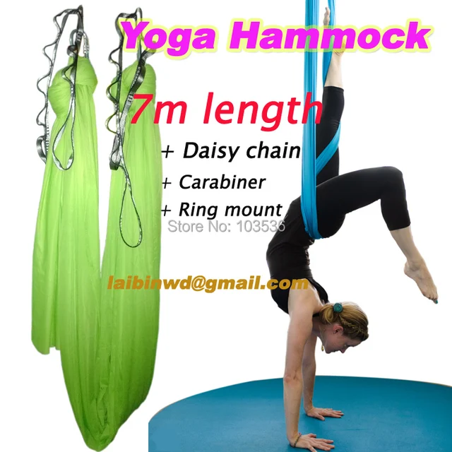 Best price at $106 Cheap New colors 7meter fabric flying Yoga Hammock Swing Trapeze Anti-Gravity Inversion Aerial Traction Device Yoga belts tool sports
