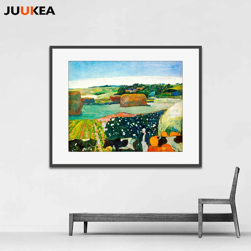 

Cows in rural natural by Paul Gauguin artist post impression canvas art print painting poster wall pictures for home decoration