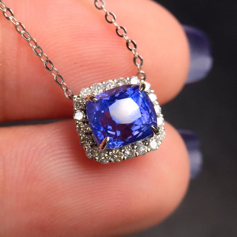 

Fine Jewelry CGL Certificate Real 18K White Gold AU750 Natural Blue Sapphire 2.63ct Gemstones Pendants for Women Fine Necklace