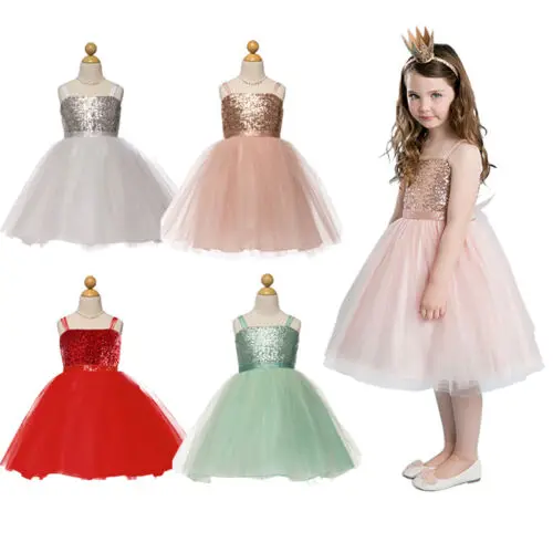 2019 New Hot Sale Latest Baby Girls Kids Sequins Party Dress Pageant Wedding Bridesmaid Dresses Gown | Детская одежда и обувь