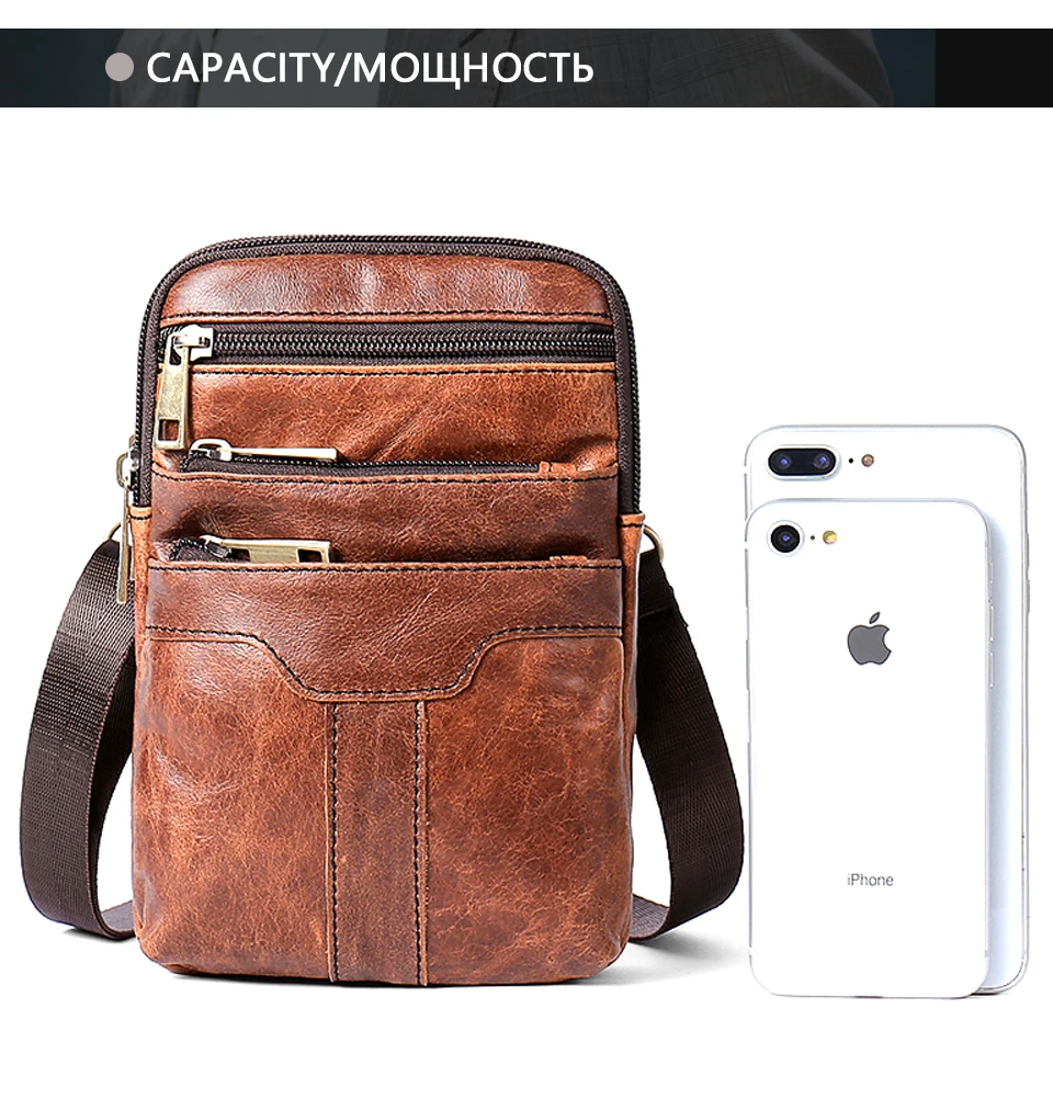Messenger Bag Men Waist Pack Genuine Leather Men's Shoulder Crossbody Bags For Men Belt Bag (21)