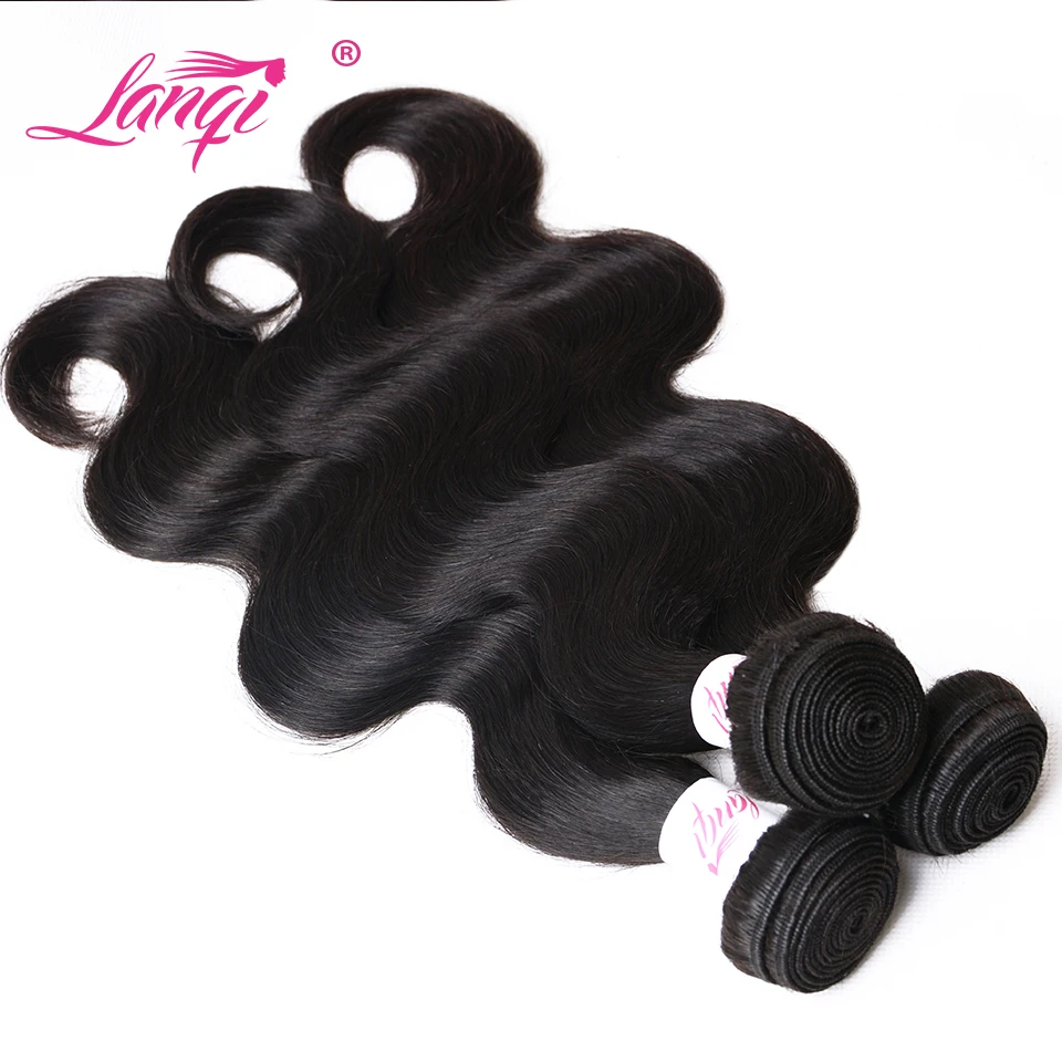 Бразильский объемная волна 4 Связки человеческих волос Weave Связки 4 шт./лот не Реми Пряди человеческих волос для наращивания LanQi пучки волос Pack