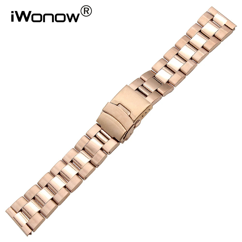 Najtaniej Stainless Steel Watch Band 22mm dla Samsung S3 Bieg oacute;w Klasyczny Frontier Bezpieczeństwa Buckle Pasek Pasek Na Rękę Bransoletka Czarny Srebrny złota