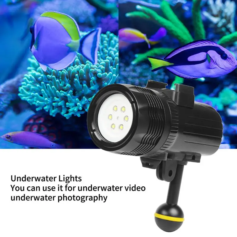 

Waterproof LED Flashlight 60m Rechargeable Underwater Handheld Photography Video Camera Shoot Diving Fishing for GOPRO HERO