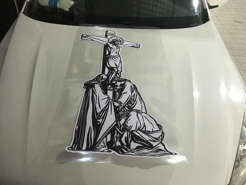 Free shipping 90*45cm Car modified Jesus hood stickers Door stickers