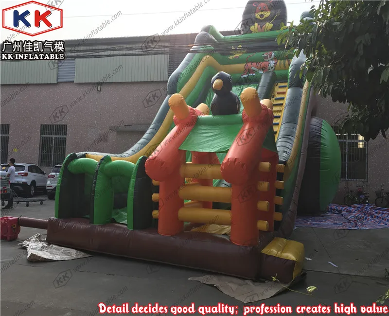 Mega jungle theme inflatable dry slide Customized animals giant