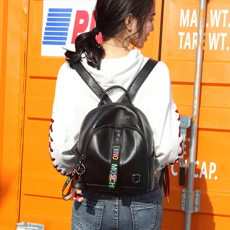 2019 Fashion Women High Quality Mochila Women's Cow SkinLeather Backpack casual Travel Shoulder Bags School Backpack